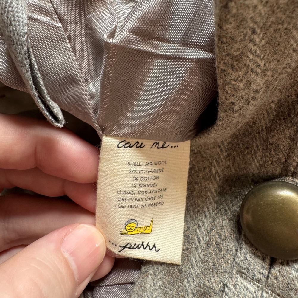 Taikonku Anthropologie Y2K Brown Herringbone Weave Wide Leg Wool Trousers 10 - Picture 9 of 13